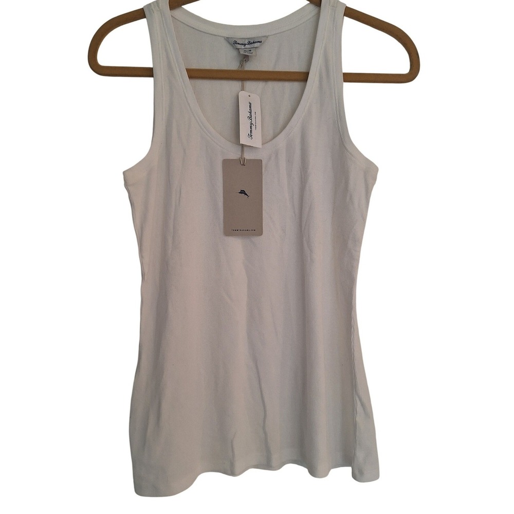 Tommy Bahama White Tank‎ Top M Sleeveless Casual Summer Beach